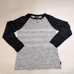 Univibe Boy’s Gray & Black Henley Long Sleeve Space Dye Shirt Medium
